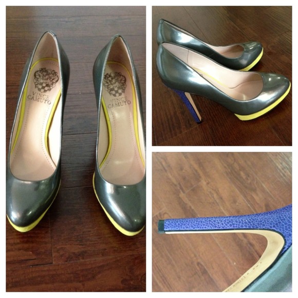Gray Patent Vince Camuto Dacoma Heels - Picture 3 of 3