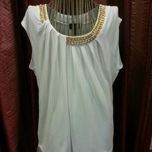 Gold chain embellished scoup neck blouse