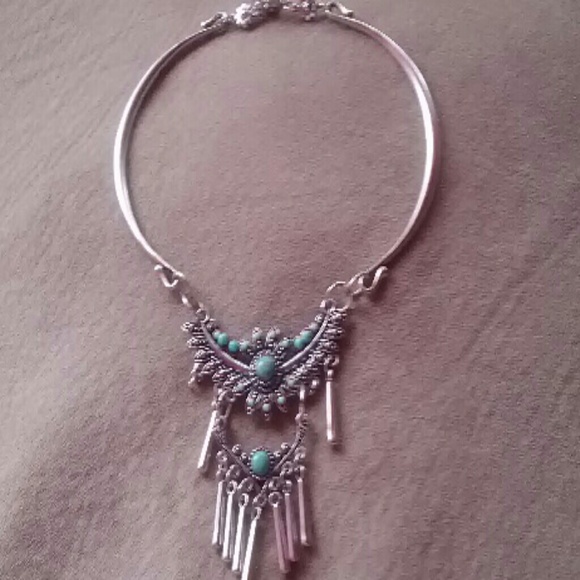 Beautiful Native American Silver & Turquoise neckl