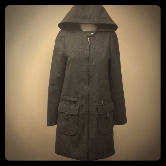 Vertigo long coat with pockets in charcoal