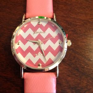 New Coral Chevron Print Watch