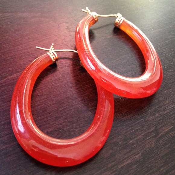 Orange Jade loop earrings.
