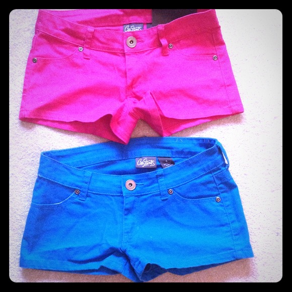 2 pair shorts Hot pink and electric blue