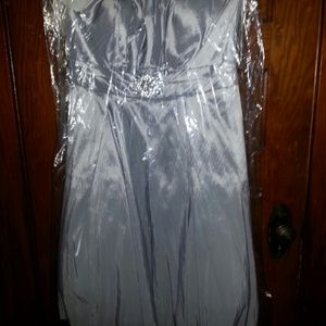 Silver strapless dress