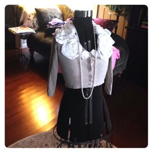 Tan Crop Sweater with Flowers from The Limited.