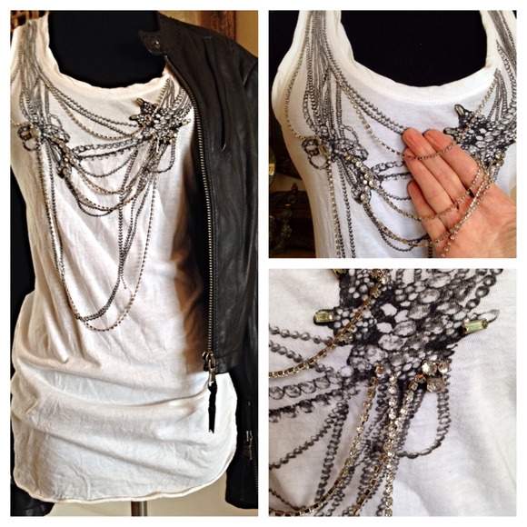 BCBG rhinestone chain tee
