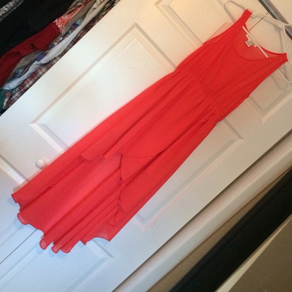 Coral high low dress