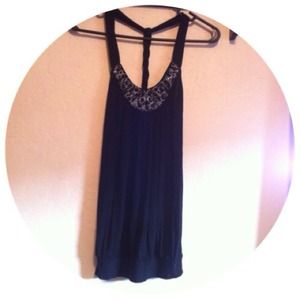 Express black tank with jewels
