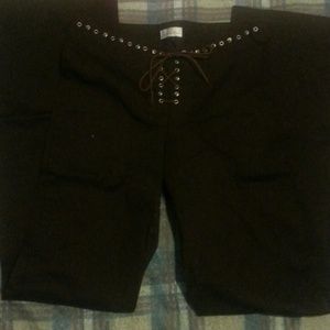 Brown pants with turquoise beads