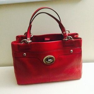 Red Coach Square Handbag