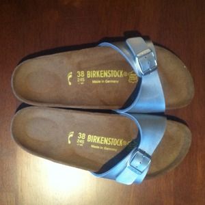 Silver Birkenstock sandals size 38