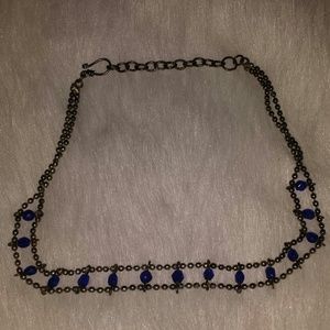 Blue Beaded Choker Necklace
