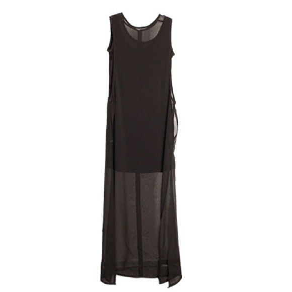 🆕 Black Layering Sheer Chiffon Maxi Dress XS - Picture 1 of 3