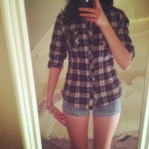 Charlotte Russe plaid shirt quarter sleeve