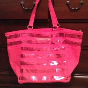 VICTORIAS SECRET PINK SEQUIN STRIPED TOTE 🎀