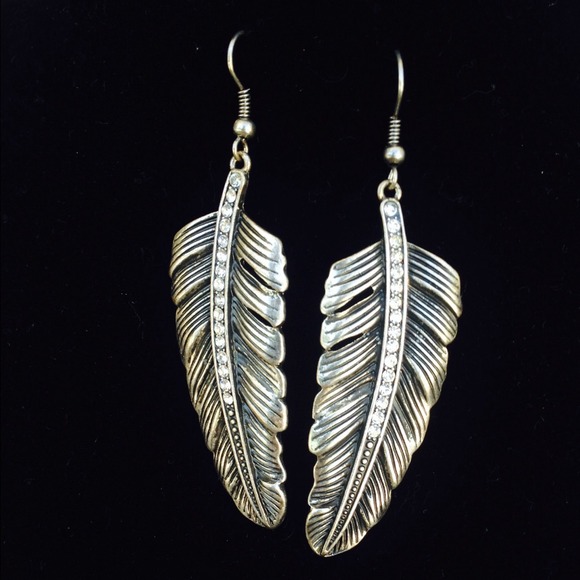* Flash Sale * Rhinestone Feather Earrings