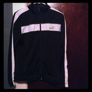 PUMA black white and green sporty zip-up