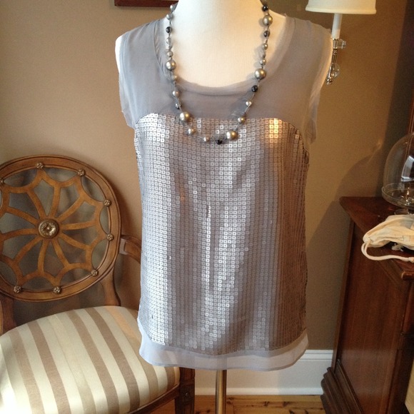 SOLD in bundle. Loft grey sequin top