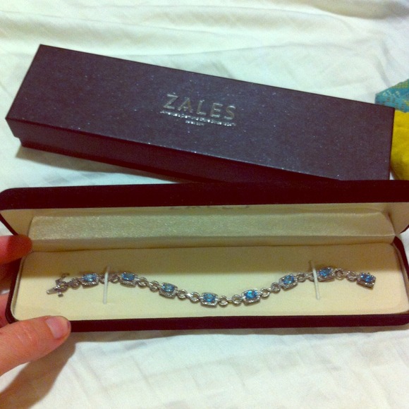Cushion Cut Blue Topaz Bracelet W/ Diamond Accents - Picture 1 of 4