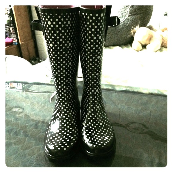 Black Polka Dot Rain Boots
