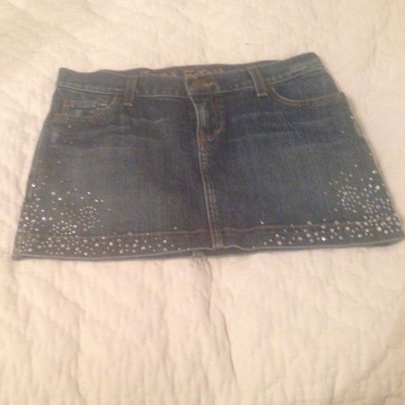 Rhinstoned Designed mini denim skirt