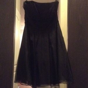 Black strapless cocktail dress