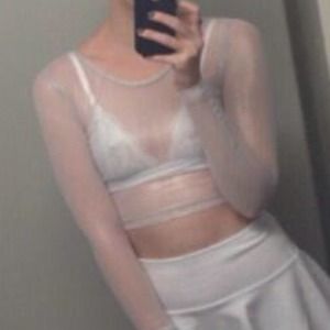 NEW American Apparel Shiny Mesh Crop Top