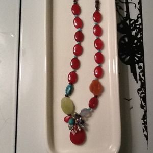 Asymmetrical BEADED Necklace w/Crystal Elements