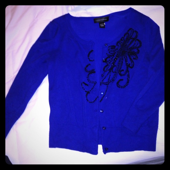 Professional royal blue sweater with black