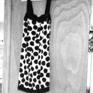 White and black polka dotted dress