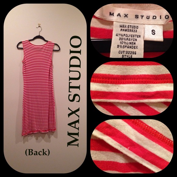 ❌❌SOLD❌❌RED AND CREAM STRIPED DRESS BY MAX STUDIO - Picture 2 of 2