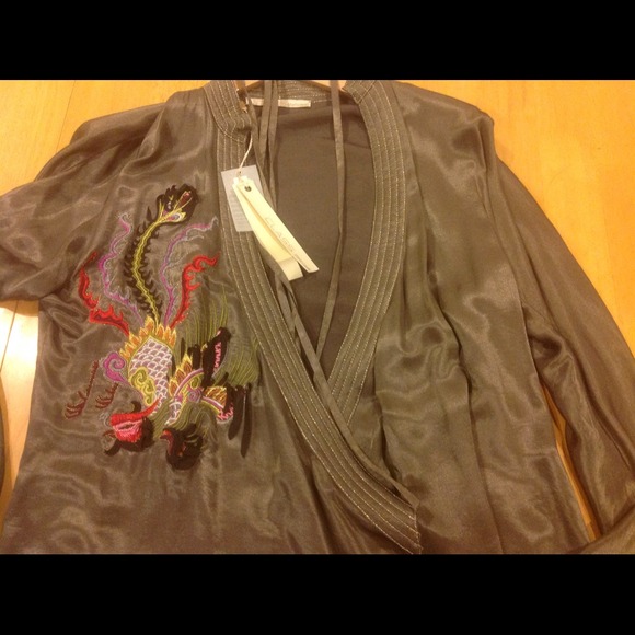Roberto Cavalli wrap around silk shirt