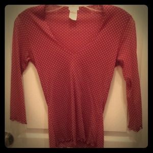 Aqua red & pink polka dot shirt