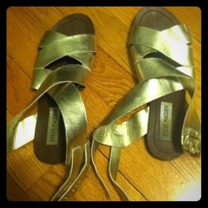 Silver metallic bandage sandals