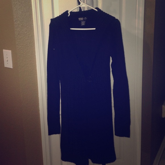 Long black sweater coat