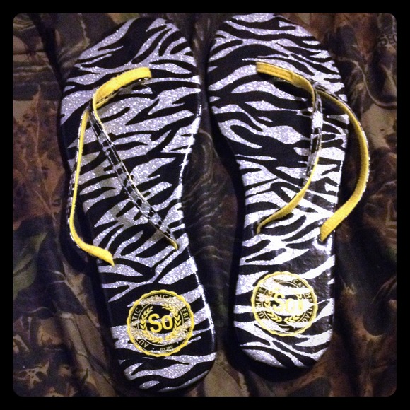 Zebra flip flops