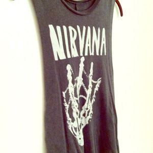 Brandy Melville Nirvana Tank Gray Bone Hand