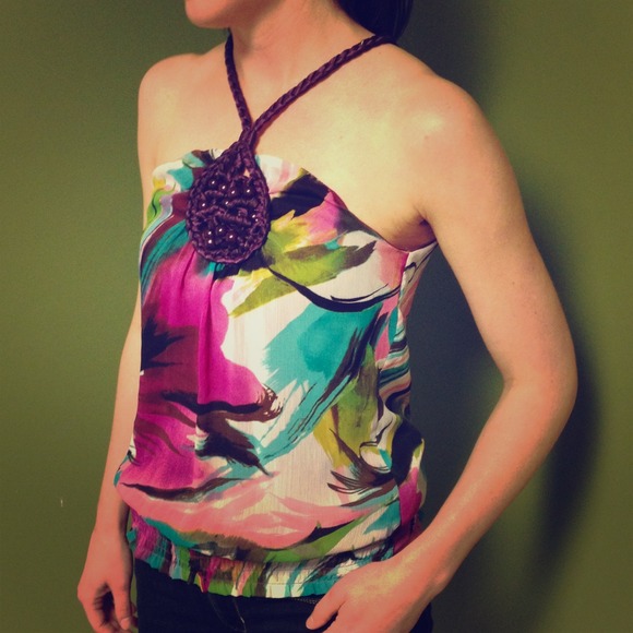 Multi-colored halter top