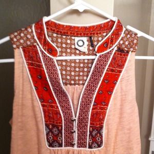 Anthro pink embroidered tank