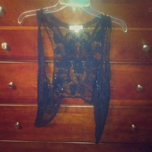 Black floral swing vest