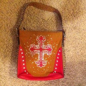 BHW brown and pink sparkly western purse NWOT