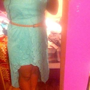 Blue floral high low dress