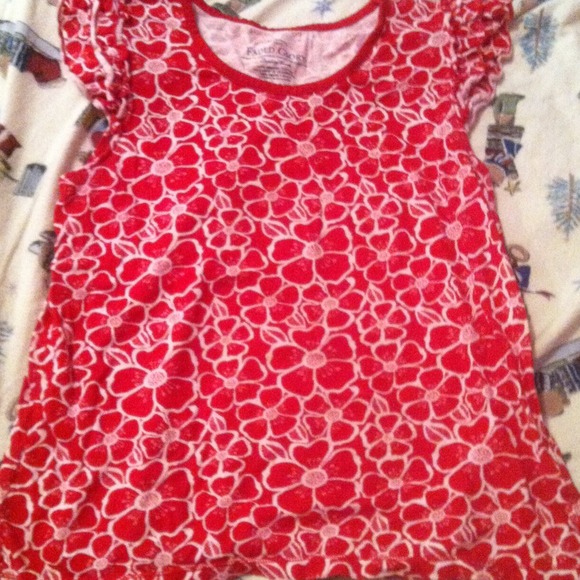 Girls' Faded Glory Flower Print Red Shirt