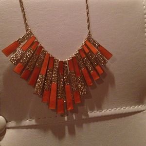 Gold and Orange Bib Necklace