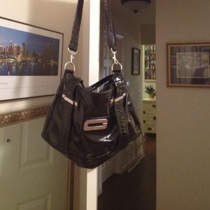 Black shiny Guess handbag