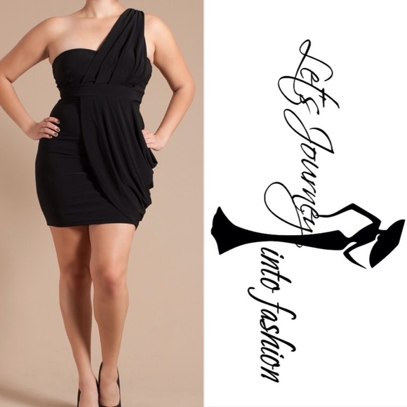 Plus Drape One Shoulder Dress
