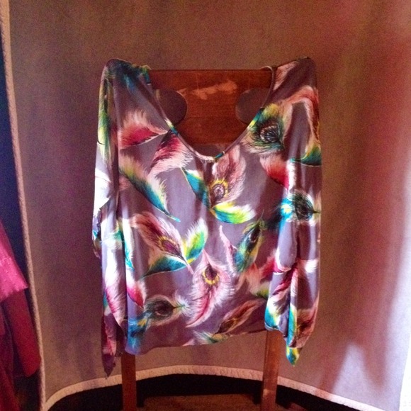 SOLD PEACOCK FEATHER SHEER TOP