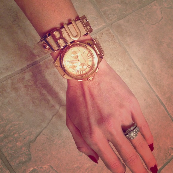 Rose gold bcbg tan leather bracelet