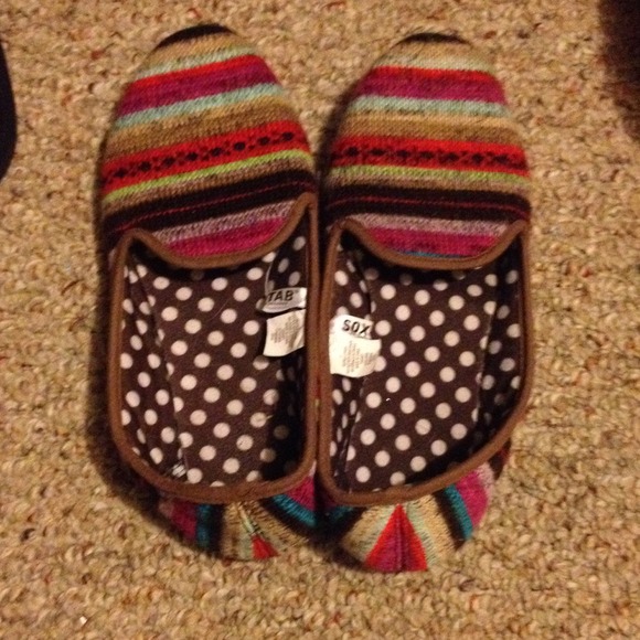 tribal print slippers.