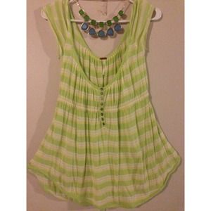 NWOT FREEPEOPLE LIME GREEN BABYDOLL TOP